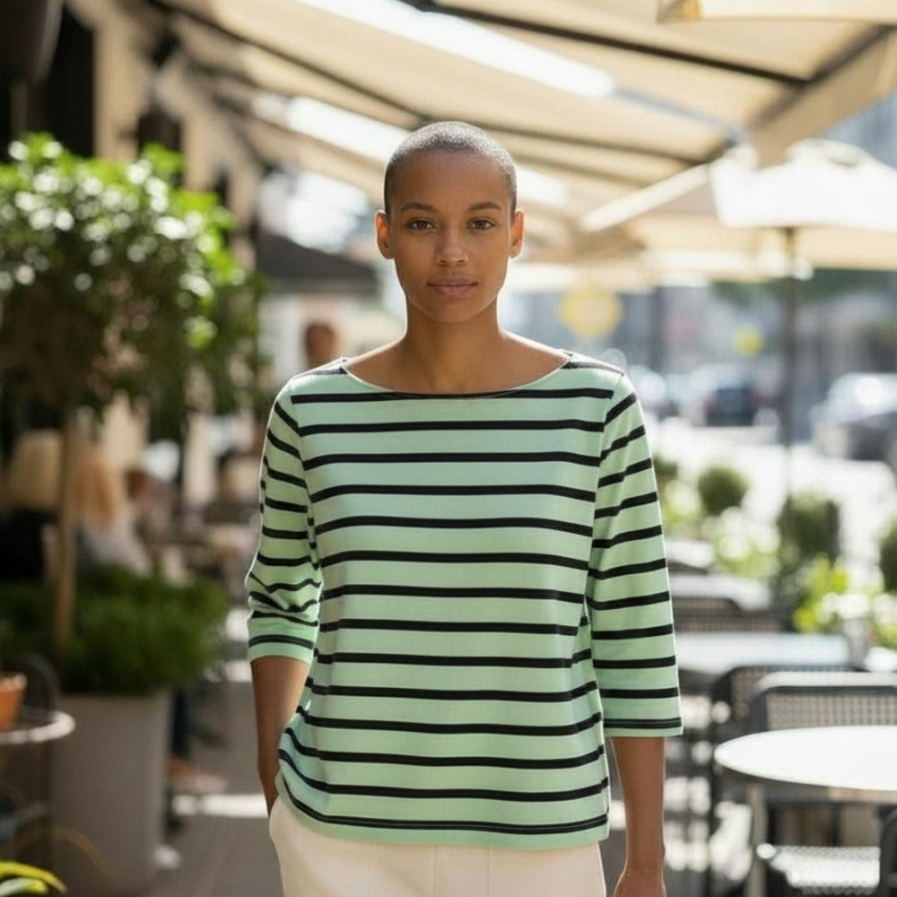 Striped Green and Black Women's Top